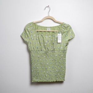 NWT Teen Girl abercrombie Smocked Peasant Top